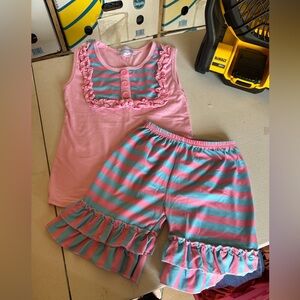 Adorable Sweetness Pink and Blue Striped Kids short set